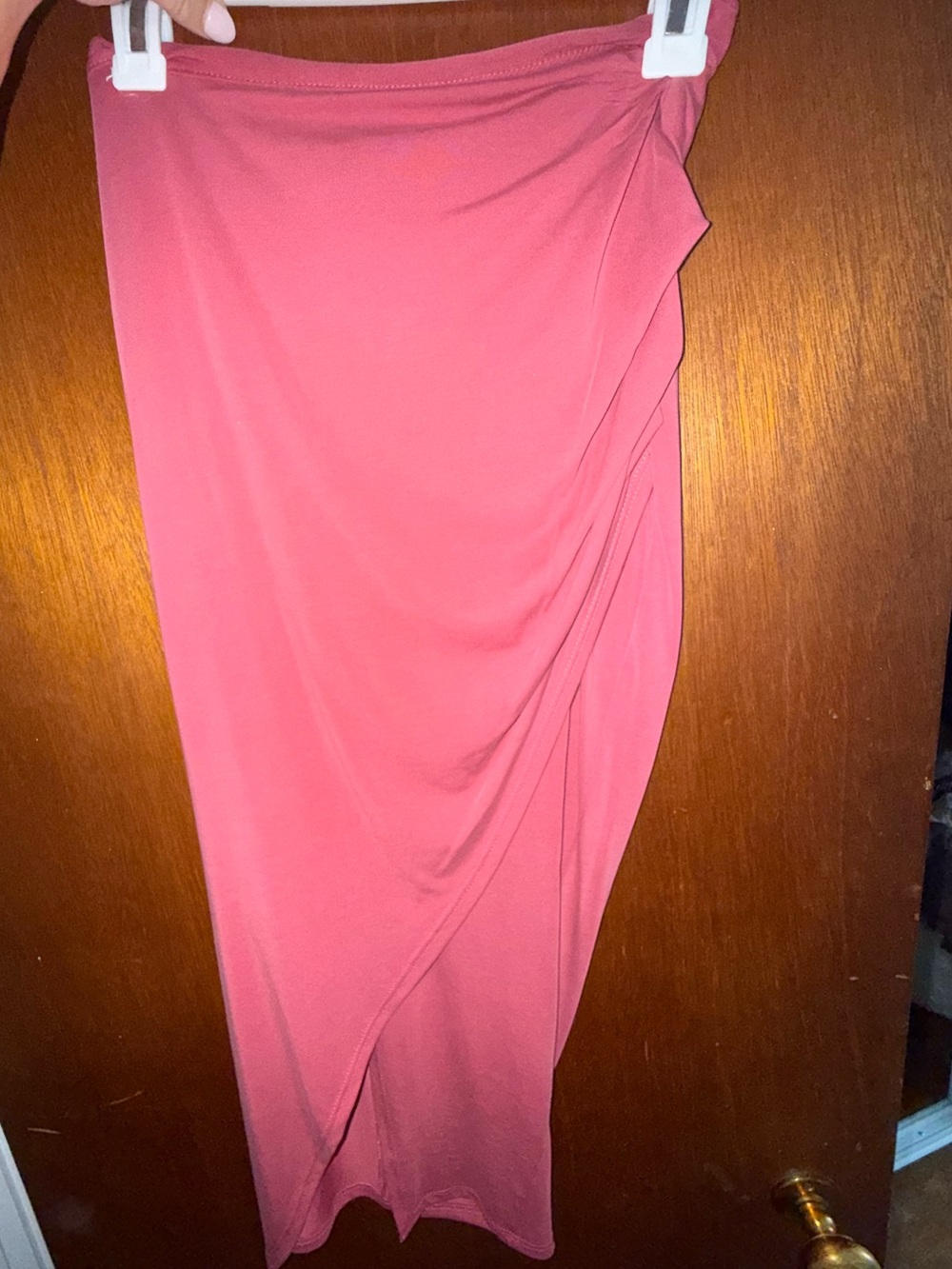 Lulu's Rose-Pink Draped Midi Skirt